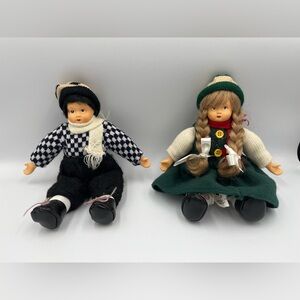 Anco - Porcelain Doll Pair - Boy and Girl - Winter - 1998